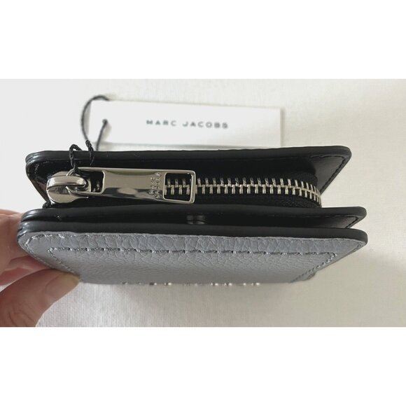 New Marc Jacobs Compact Bifold Wallet Leather Grey / Black Multi - Picture 6 of 6